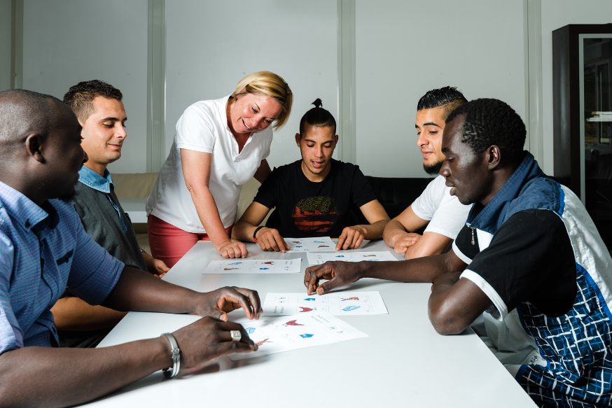 Language Training for Refugees in a German Camp